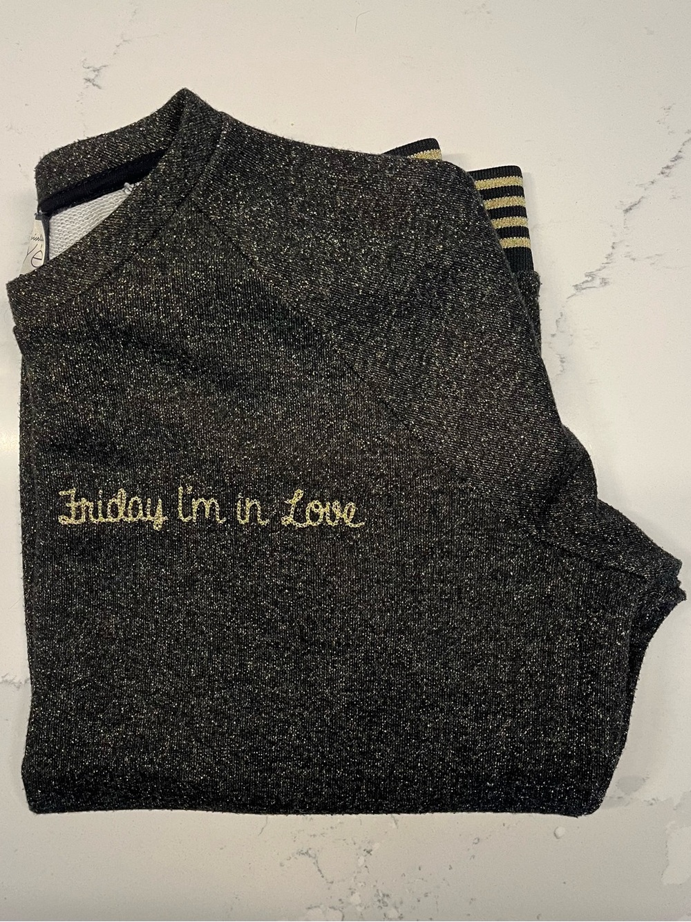 Friday I’m In Love Black and Gold metallic Sweatshirt